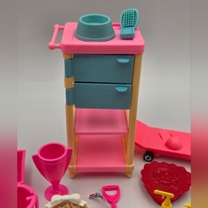 Barbie Pet Shop Cart, 1996 Ginger Skateboard And Many Other Barbie Accessories